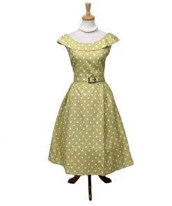 ChicStar Housewife Dress In Chartreuse Polka Dot