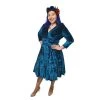 Women's Apparel Hemet Blue Velvet Circle Dress