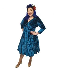 Women's Apparel Hemet Blue Velvet Circle Dress
