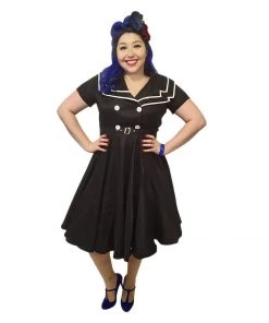 ChicStar Sailor Dress In Black Women's Apparel