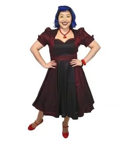 ChicStar Women's Apparel Nights In Satin Opera Dress In Burgundy & Black