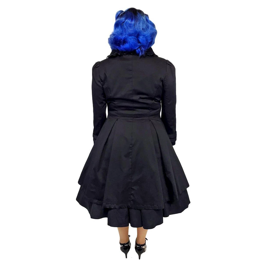 ChicStar Lace Trim Swing Coat In Black Women's Apparel 4 ChicStar Lace Trim Swing Coat In Black Women's Apparel