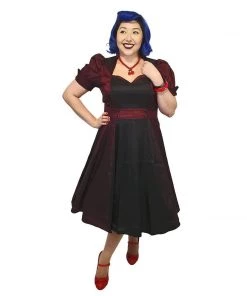 ChicStar Women's Apparel Nights In Satin Opera Dress In Burgundy & Black