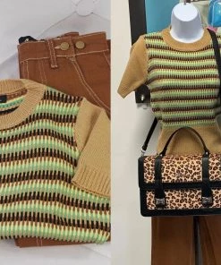 Women's Apparel Star Struck Clothing 40s Short Sleeve Sweater In Tan