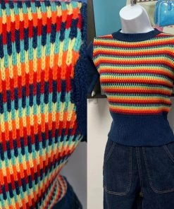 Star Struck Clothing 40s Short Sleeve Sweater In Navy Women's Apparel