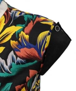 Women's Apparel Orchid Bloom Hawaiian Swing Dress In Black