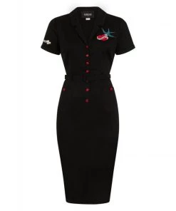 Collectif Caterina Cherry Love Pencil Dress Women's Apparel 11 Collectif Caterina Cherry Love Pencil Dress Women's Apparel