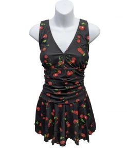 Glitz Glam And Rebellion Marilyn Swimdress In Big Cherries Print