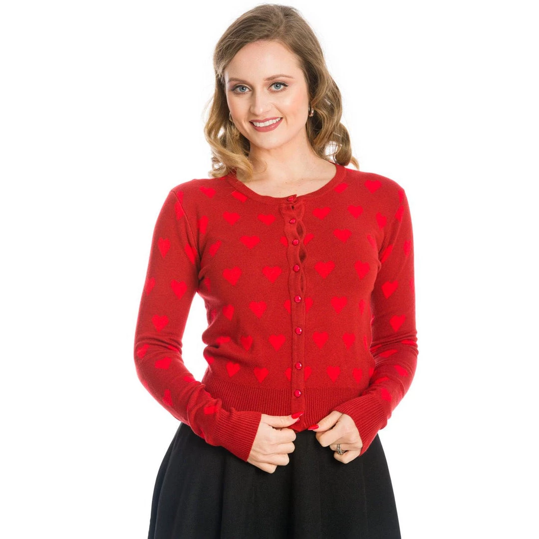 Banned Apparel True Love Cardigan In Red Women's Apparel 4 Banned Apparel True Love Cardigan In Red Women's Apparel