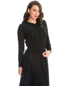 Banned Under Her Spell Cardigan In Black And Green