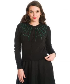 Banned Under Her Spell Cardigan In Black And Green
