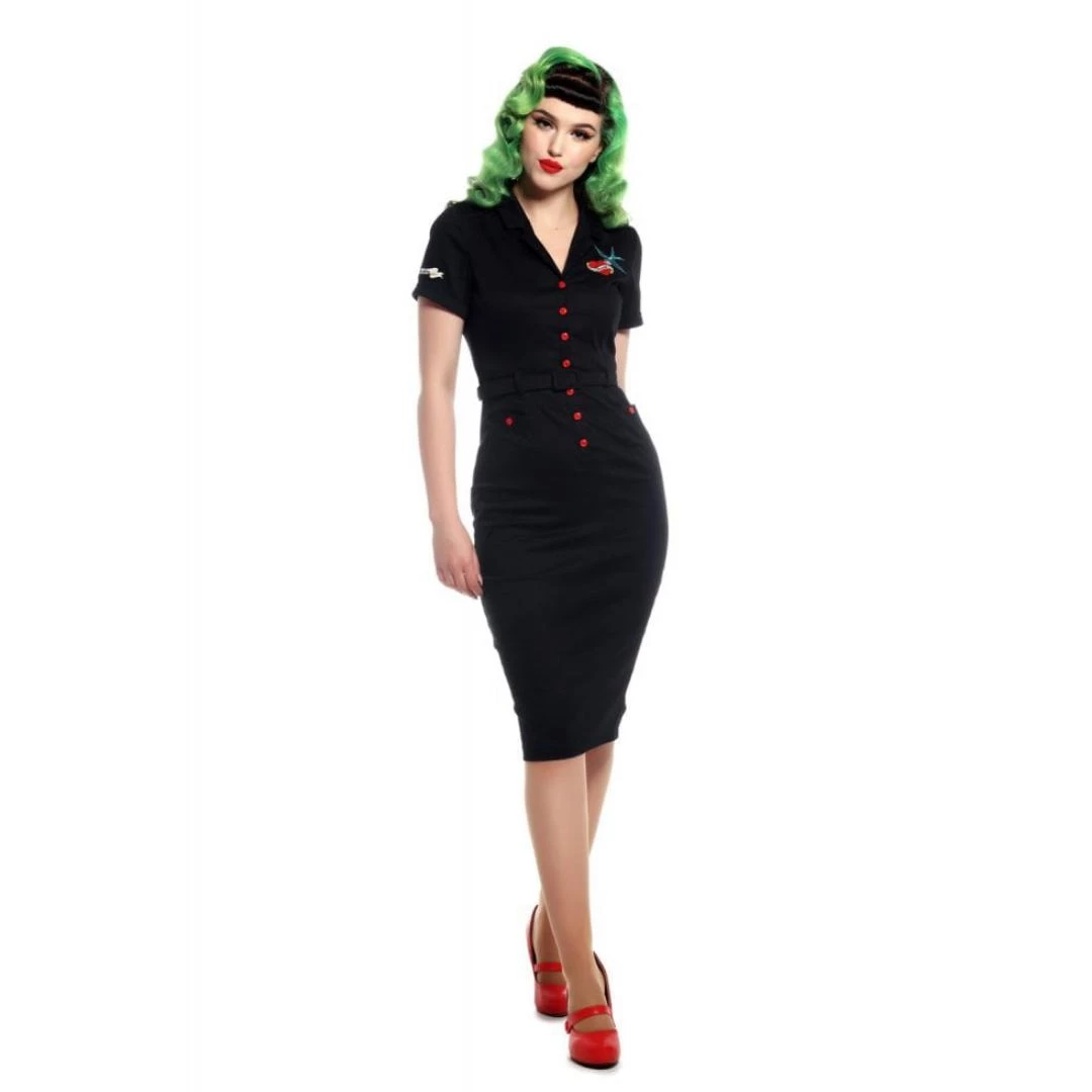 Collectif Caterina Cherry Love Pencil Dress Women's Apparel 3 Collectif Caterina Cherry Love Pencil Dress Women's Apparel