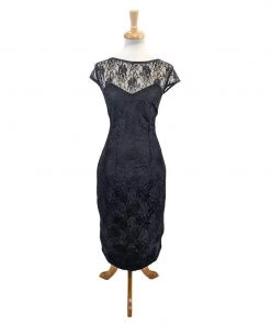 ChicStar Women's Apparel Lace Wiggle Dress In Black