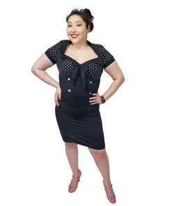 ChicStar Retro Polka-Dot Wiggle Dress In Black Women's Apparel