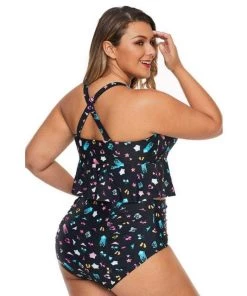 Glitz Glam And Rebellion Summertime Print Two Piece Swimsuit In Black