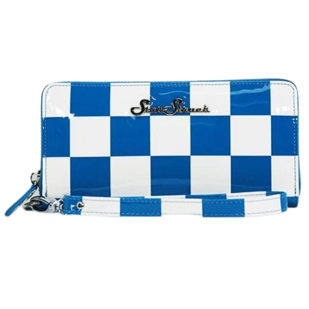 Star Struck Clothing Wallet/Wristlet In Blue Checkerboard 3 Star Struck Clothing Wallet/Wristlet In Blue Checkerboard