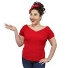 Steady Clothing Women's Apparel Steady Betty V-Neck Top In Red 1 Steady Clothing Women's Apparel Steady Betty V-Neck Top In Red