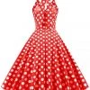 Glitz Glam And Rebellion Women's Apparel Red And White Polkadot Swing Dress