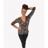 Hemet Three Quarter Sleeve V Neck Top In Leopard Women's Apparel