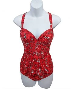 Glitz Glam And Rebellion Bandana And Skulls Two Piece Swimsuit In Red Women's Apparel