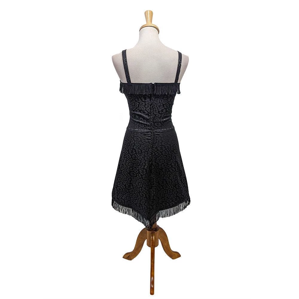 Women's Apparel Switchblade Stiletto Dolly Concho Fringe Dress In Black Leopard 5 Women's Apparel Switchblade Stiletto Dolly Concho Fringe Dress In Black Leopard