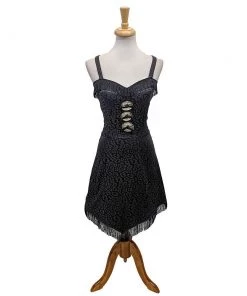 Women's Apparel Switchblade Stiletto Dolly Concho Fringe Dress In Black Leopard