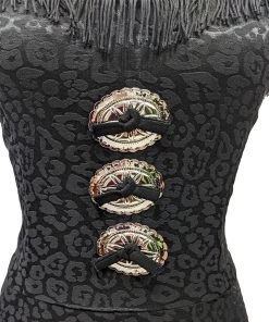 Women's Apparel Switchblade Stiletto Dolly Concho Fringe Dress In Black Leopard 9 Women's Apparel Switchblade Stiletto Dolly Concho Fringe Dress In Black Leopard