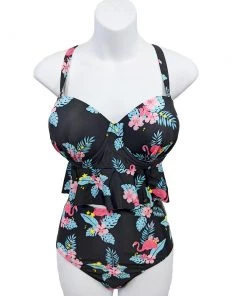 Glitz Glam And Rebellion Women's Apparel Tiki Flamingo Two Piece Swimsuit