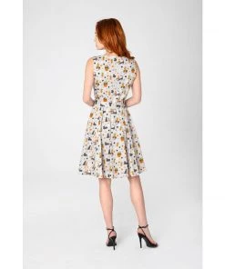 Miss Lulo Ruby Swing Dress In Cactus Cats Print Women's Apparel