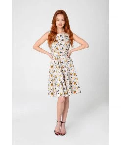 Miss Lulo Ruby Swing Dress In Cactus Cats Print Women's Apparel