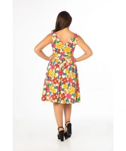 Miss Lulo Lily Swing Dress In 60s Floral Print Women's Apparel