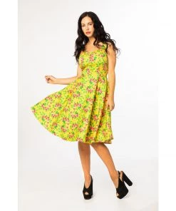 Miss Lulo Heidi Swing Dress In Strawberry Guava Print