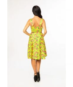 Miss Lulo Heidi Swing Dress In Strawberry Guava Print