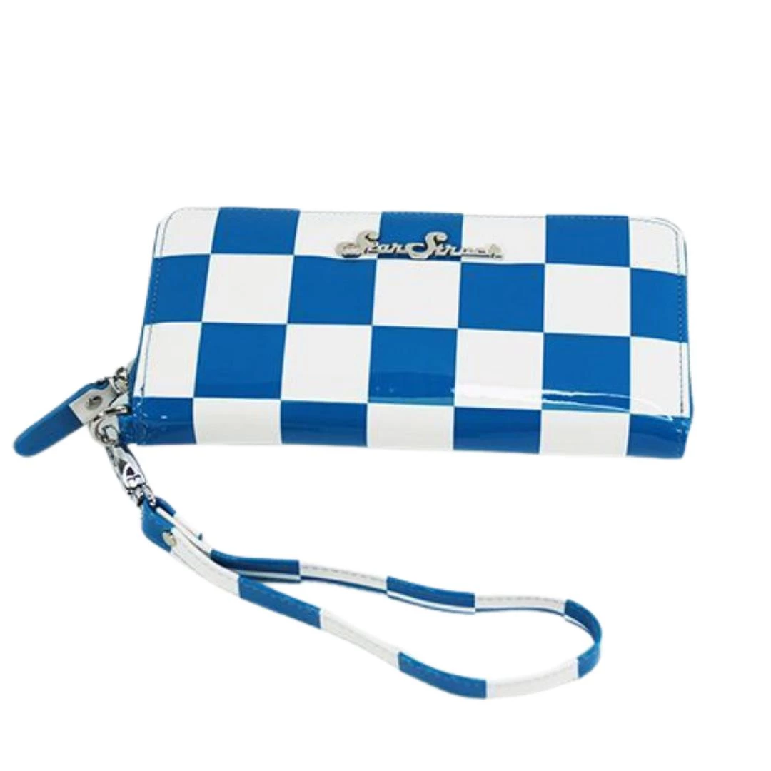 Star Struck Clothing Wallet/Wristlet In Blue Checkerboard 4 Star Struck Clothing Wallet/Wristlet In Blue Checkerboard