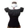 Glitz Glam And Rebellion Women's Apparel Pinup Peasant Top In Solid Black