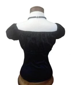 Glitz Glam And Rebellion Women's Apparel Pinup Peasant Top In Solid Black