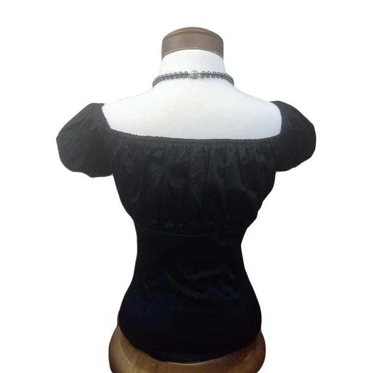 Glitz Glam And Rebellion Women's Apparel Pinup Peasant Top In Solid Black 4 Glitz Glam And Rebellion Women's Apparel Pinup Peasant Top In Solid Black