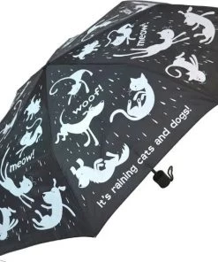 Soake Everyday Folding Umbrella In Raining Cats And Dogs Design