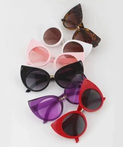 Glitz Glam And Rebellion Women's Apparel Classic Cat-Eye Retro Sunglasses