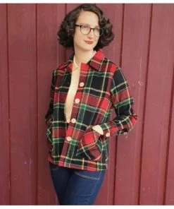 Star Struck Clothing 40s Jacket In Green And Red Plaid