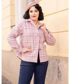 Women's Apparel Star Struck Clothing 40s Jacket In Pink And Silver Plaid