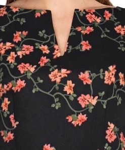 ChicStar 40's Split Neck Floral Swing Dress In Black Women's Apparel
