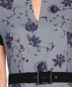 ChicStar 40's Split Neck Floral Swing Dress In Lavender 13 ChicStar 40's Split Neck Floral Swing Dress In Lavender