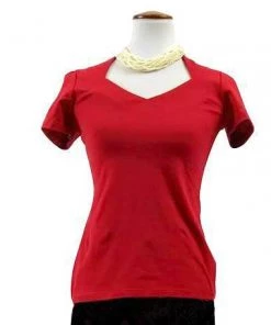 Glitz Glam And Rebellion Rockabilly Diamond Cut Shirt In Red Women's Apparel 5 Glitz Glam And Rebellion Rockabilly Diamond Cut Shirt In Red Women's Apparel