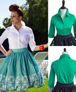The Oblong Box Shop Women's Apparel TOBS Quintessential Pinup Blouse In Green