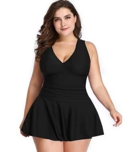 Glitz Glam And Rebellion Marilyn Swimdress In Jet Black Women's Apparel