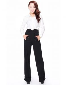 ChicStar Women's Apparel Ingrid 40's High Waist Pants In Black