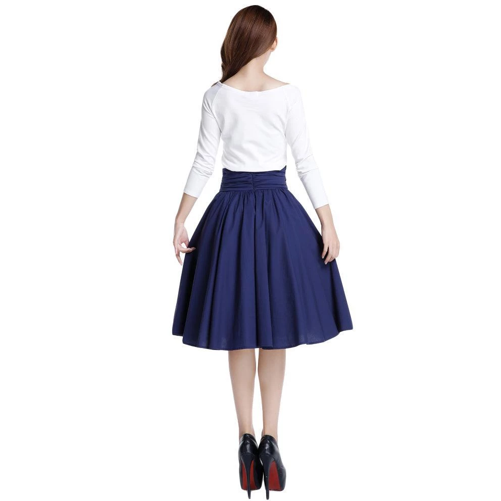 ChicStar Women's Apparel Pinup Skirt In Navy 7 ChicStar Women's Apparel Pinup Skirt In Navy