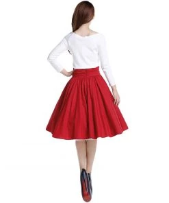 ChicStar Women's Apparel Pinup High Waist Skirt In Red