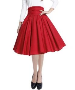 ChicStar Women's Apparel Pinup High Waist Skirt In Red